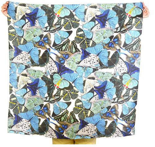 Digital Printed Habotai Silk Scarves For Italian Client Colorful Butterflies Painting Design Scarves