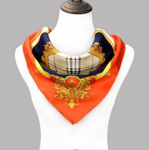 Screen Print Twill Silk Square Scarves For Art Gallery Norway
