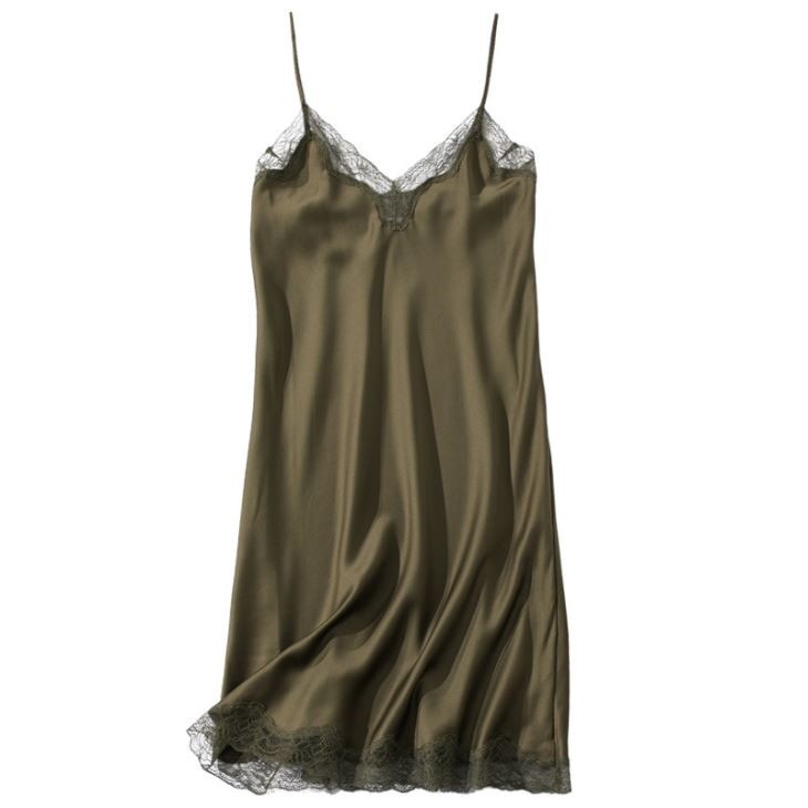 Sexy Lace Design Silk Nightgown